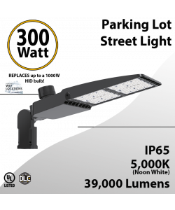 LED Street Light 300W 100-277 39000Lm 5000K UL IP65 DLC