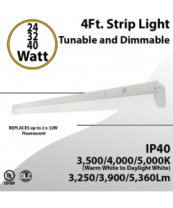LED Strip Light 4Ft 24W 32W 40W 3500K 4000K 5000K up to 5360 Lumen