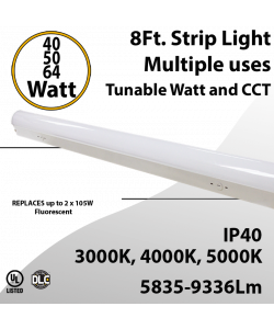 LED Strip Light 40W 50W 64W 9336Lm 3000K 4000K 5000K Frosted Lens