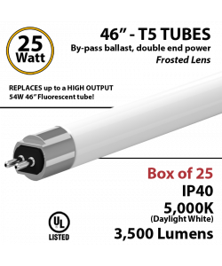LED T5 Bulb tube Lights 25W 3500Lm 5000K By-Pass 2 end power