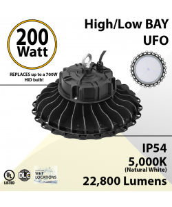 200W LED High Bay Light UFO 22800 Lumens 5000K UL DLC
