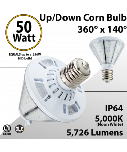 LED Corn Bulb 50W 5726Lm 5000K UP or DOWN E39 IP64 UL