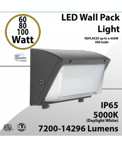LED wall pack light 60W 80W 100W 5000K 140Lm/Watt w/Photocell