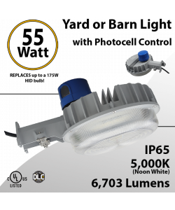 LED Yard Light LED Barn Light w/Photocell Control 55W 6703 Lumens