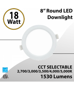 Round Downlight 8" 18W