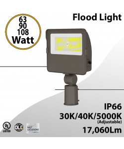 LED Flood light Slipfitter 63W 90W 108W 17060Lm 30K 40K 5000K Photocell