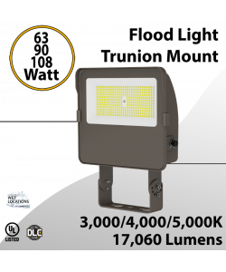 LED Flood Light Trunion 63W 90W 108W 17060Lm 30K 40K 50K UL Photocell (LED)