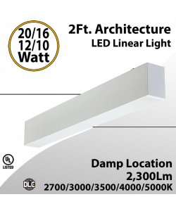 2FT Architecture 20 16 12 10W 5CCT Selectable LED Linear Light