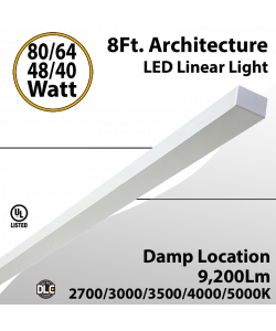 8FT Architecture 80 64 48 40W 5CCT Selectable LED Linear Light