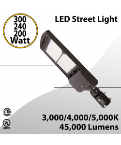 LED Street Light fixture 300/240/200W 3CCT 45000Lm