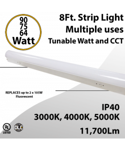 LED Strip Light 90W 75W 64W 11700Lm 3000K 4000K 5000K Frosted Lens