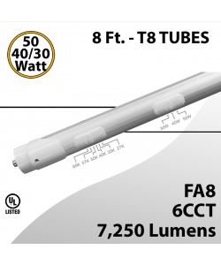 LED T8 8FT FA8 50/40/30W 7250Lm 6 CCT 