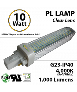 10W PL LED Bulb lamp 1000Lm 4000K G23 IP40 UL. Direct Line (Remove Ballast)