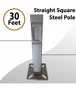 Light Pole Straight Square Steel Dark Bronze Anchor Base 30ft