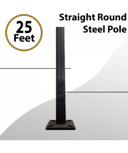 Light Pole Straight Round Steel Dark Bronze Anchor Base 25Ft x 4.0" 11G Thick 