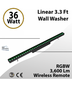 Linear 3.3 Ft Wall Washer Black RGBW Wirless Remote 36W 3600Lm
