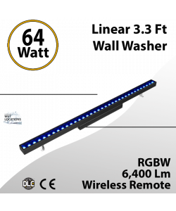 Linear 3.3 Ft Wall Washer Black RGBW Wirless Remote 64W 6400Lm