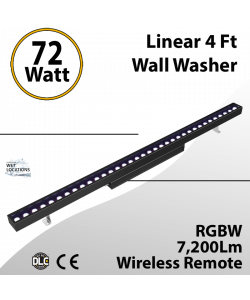Linear 4 Ft Wall Washer Black RGBW Wireless Remote 72W 7200Lm
