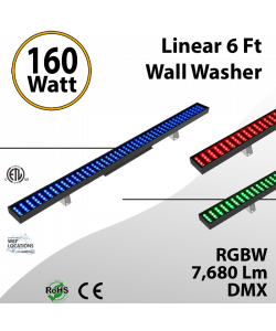Linear 6 Ft Wall Washer RGBW 160W 7680Lm IP67 DMX – Waterproof 