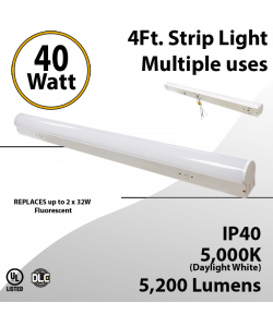 LED Strip Light 40W 5200 Lumen Frosted Lens 0-10V Dimmable
