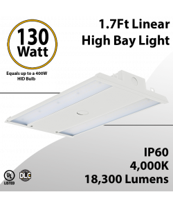LED High Bay Light 1.7Ft. 130W 18300 Lumens 4000K UL DLC (LED)