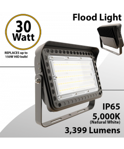 LED flood light 30W 5000K with yoke mount 3999 lumens 