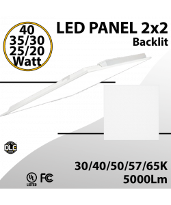 LED Panel Light 2x2 Backlit 40/35/30/25/20W Tunable 5 CCT 5000Lm