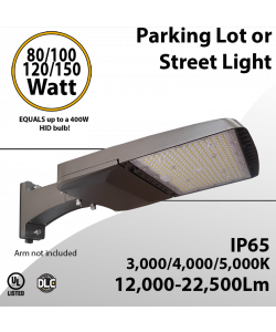 Commercial LED Street Lights – 80W to 150W, CCT 3/4/5000K Up to 22,500 Lumens