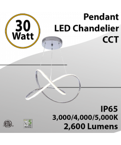 Modern LED Linear Swirl Pendant Chandelier Light - 30W CCT