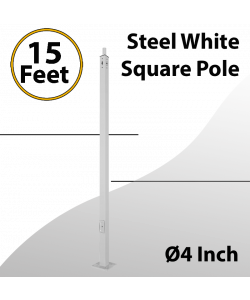 Steel White Square Pole 15 Foot - 4 Inch 11G