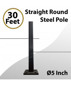 30Ft Dark Bronze Straight Round Steel Light Pole - Outdoor Illumination Project Solution (BASIC)