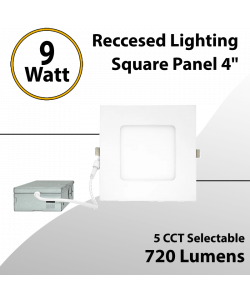 Reccesed Lighting 4" 9W LED Square Panel Selectable 5 CCT