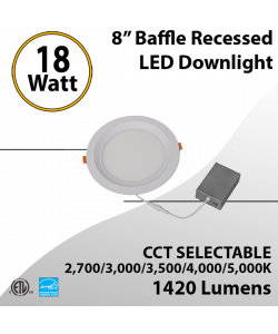 18W Ultra-Slim Baffle Style Downlight