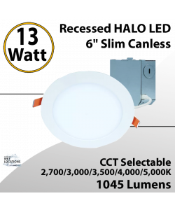Recessed HALO LED Downlight 6" Slim Canless
