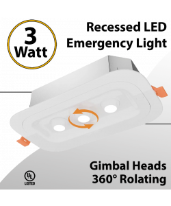Recessed LED Emergency Light 3 Gimbal 