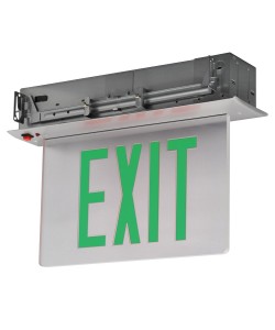 Exit Sign Recessed Edge-lit Battery Backup 2 Face Mirror Green