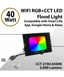 Outdoor Color Changing Flood Light 3800 Lm 40W IP66 Smart Life App, Google & Alexa (LED)