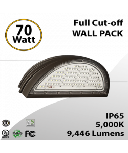 LED Full Cutoff Wall Pack - 70W, 5000K, 9446 LM -Indoor and Outdoor