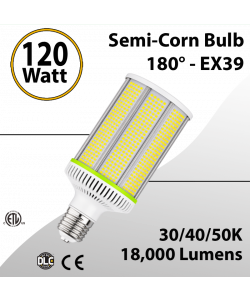 Semi-Corn Bulb 120W LED 180° 30K 40K 50K 18000 Lumen EX39 IP64 ETL
