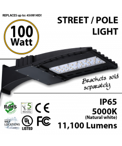 100W LED Shoebox / Street Light / Pole mount fixture 11100 Lumens 5000K UL IP65