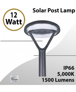 Solar Post Lamp Round 12W 1500LM With Smart Control