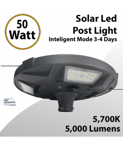 Solar Led Post Top Light 50W 5000Lm Inteligent Mode 3-4 Days