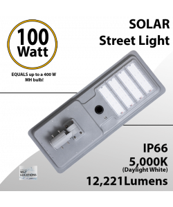 Solar Street Light 100W 12221Lm 12.6V 30AH Microwave Motion sensor included