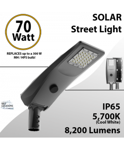 Solar Street Light 70W 8200Lm 12V 25AH Microwave Motion sensor included
