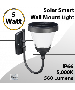 Solar Wall Lantern, Wall Mount Smart Light Control 5W 560Lm
