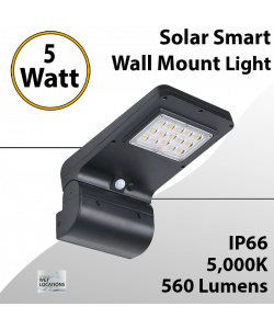 Solar Wall Pack, Wall Mount Smart Light Control 5W 560Lm Square