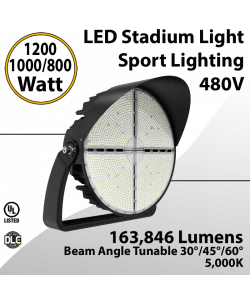 Field Lighting Stadium 480V 1200/1000/800W 163,846Lm 30/45/60° Tunable