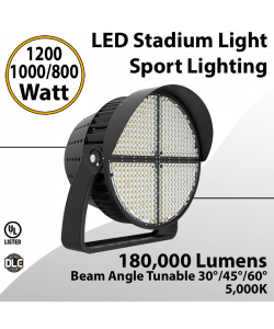 Stadium Lighting Tunable 1200/1000/800W 5000K 18000Lm 30/45/60° Tunable