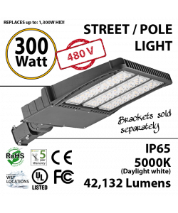 LED Street Light 300W 277-480V 42132 Lumens 5000K UL IP65