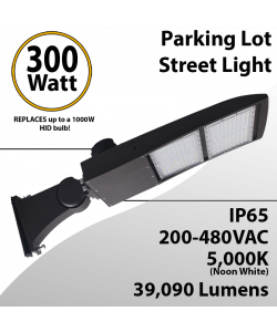 Street Light fixture LED 300W 480V 39090Lm 5000K UL IP67 DLC